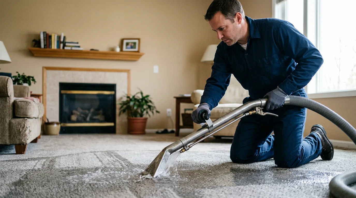 Water damage restoration technician working near Davisville, MO
